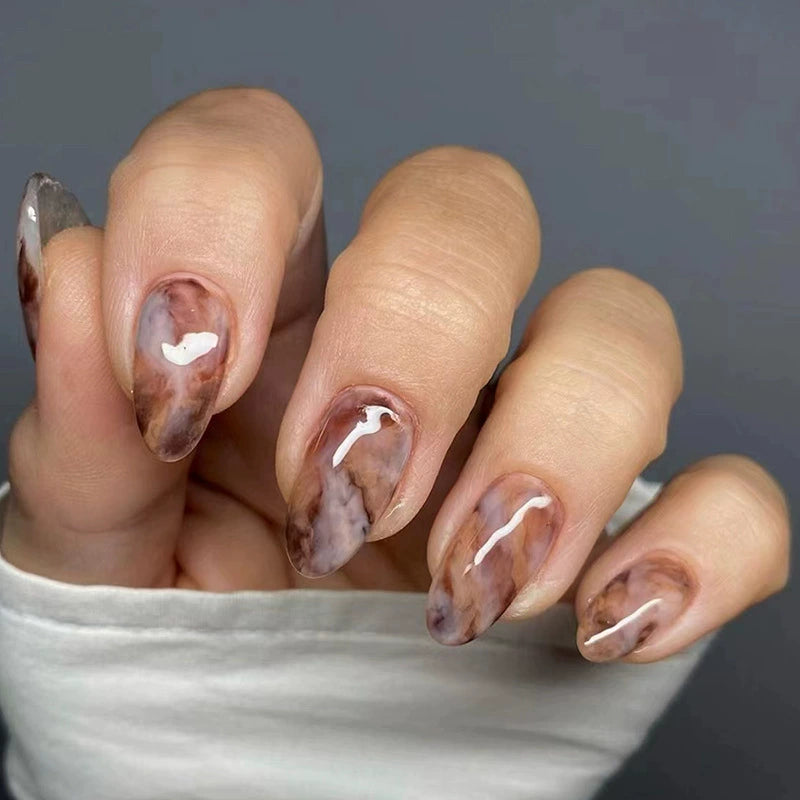 No.F249 Brown Fingernails Patch 24pcs/Set