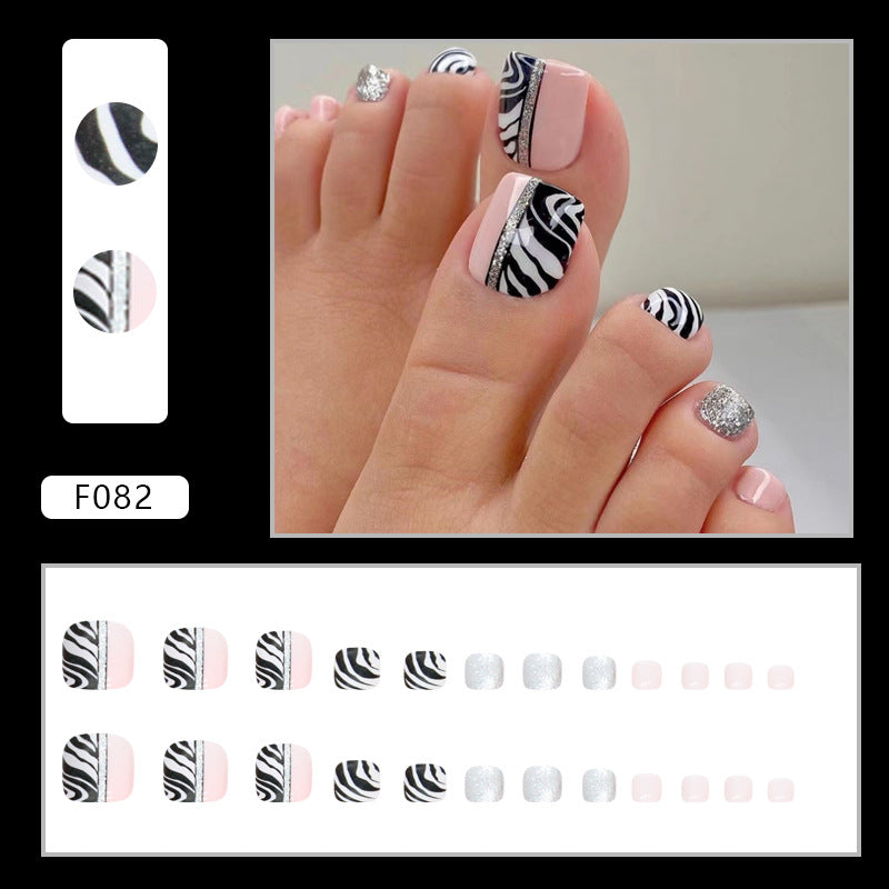 No.183 Black & White Lines Toenails Patch 24pcs/Set