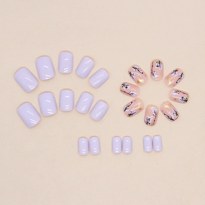 No.F308 Taro Purple Fingernails Patch 24pcs/Set