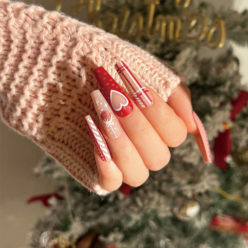 No.CM84 Christmas Love Glitter Fingernails Patch 24pcs/Set