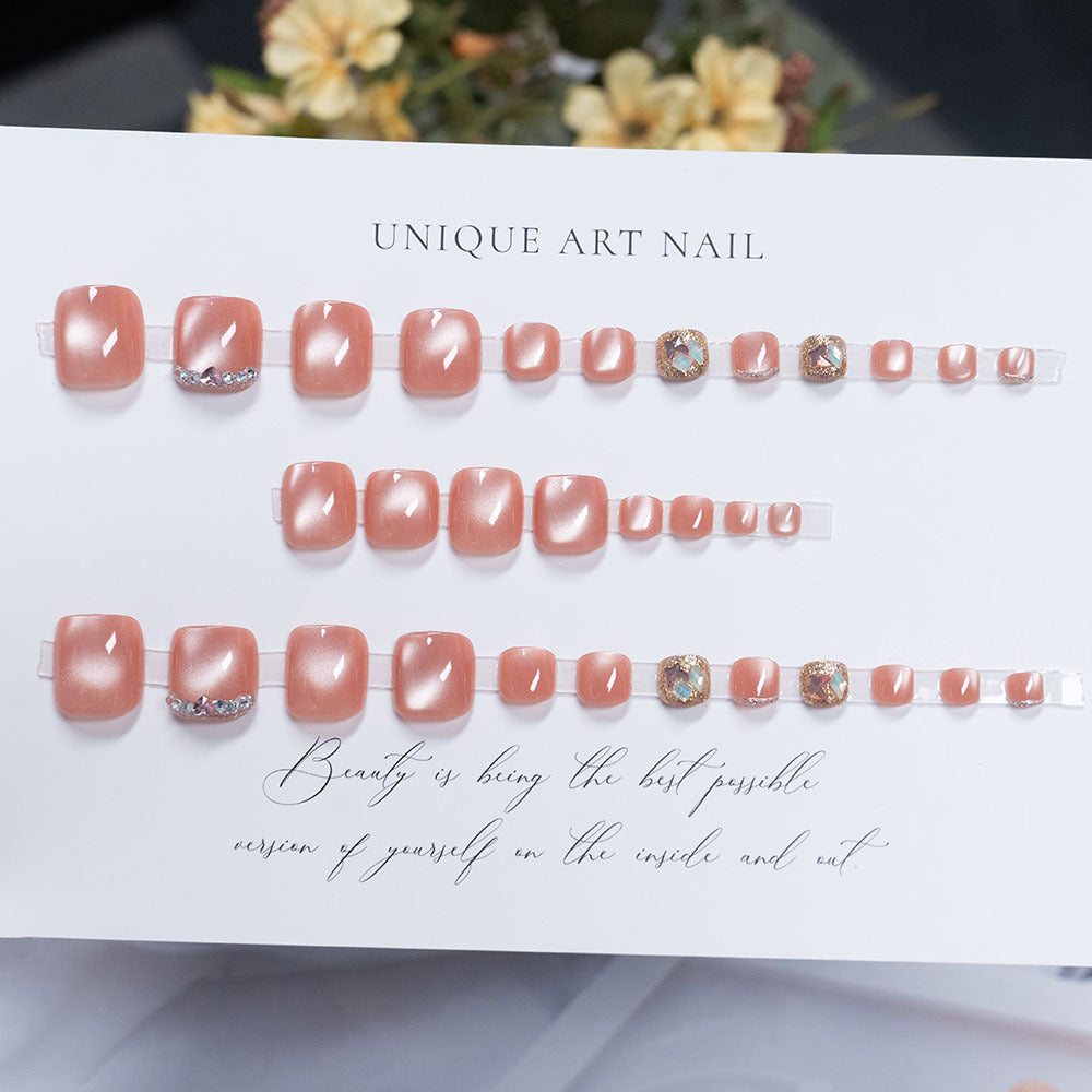 No.798 Pink Cat's Eye Toenails Patch 32pcs/Set