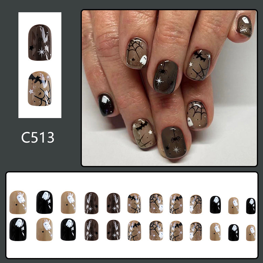 No.AW19 Halloween Black Ghost Bat Fingernails Patch 24pcs/Set