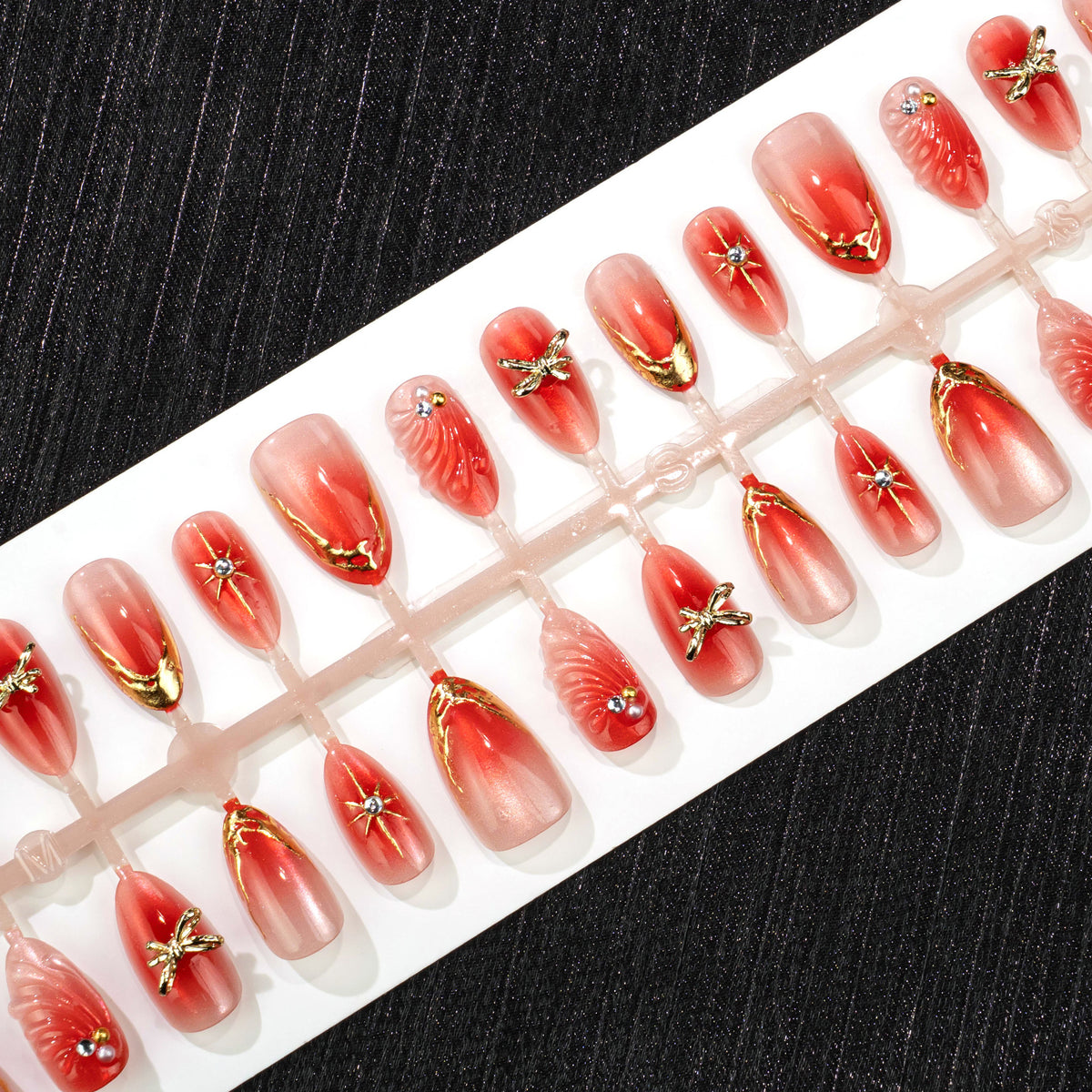 No.F716 Red Cat's Eye Fingernails Patch 24pcs/Set