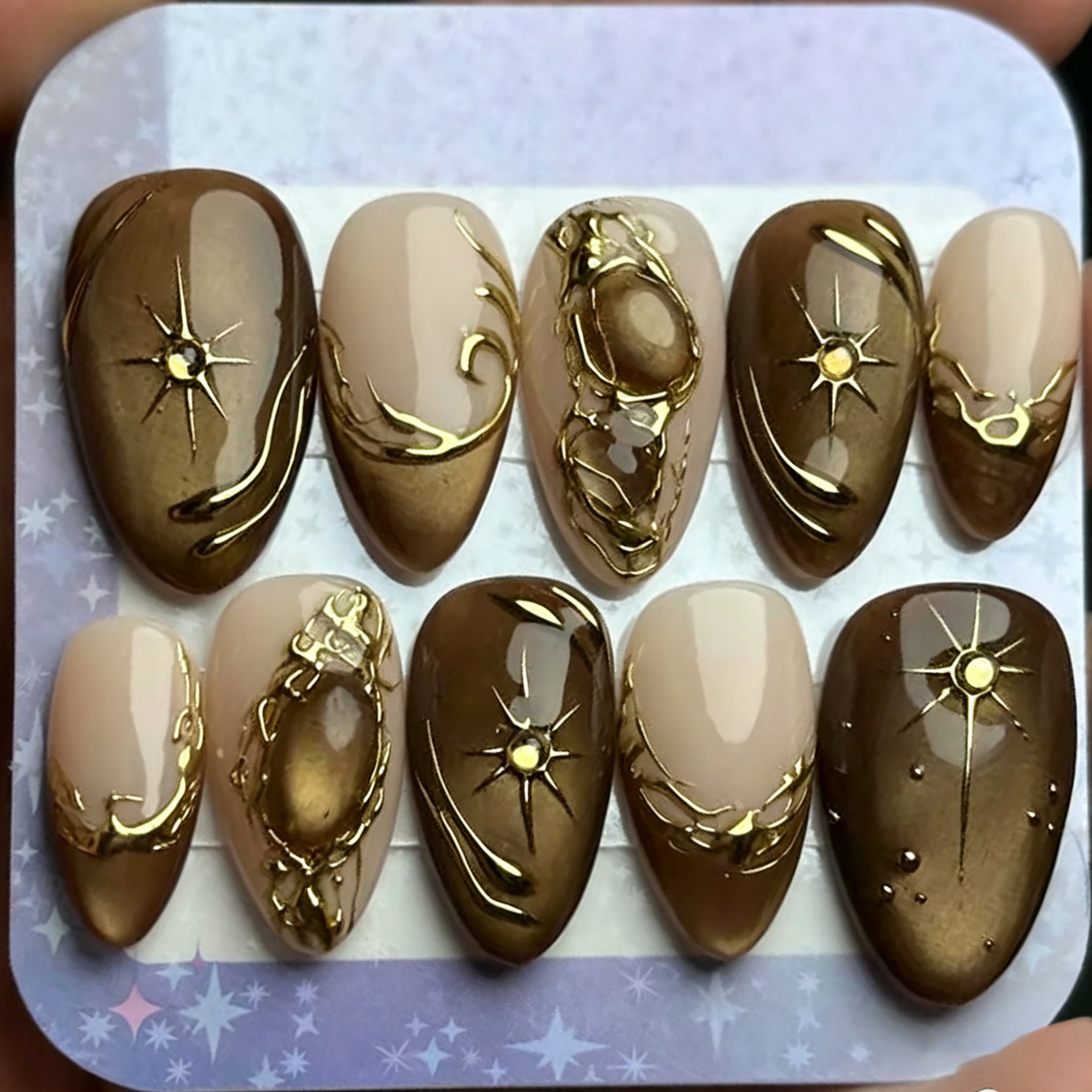 No.F849 Starry Sky Cat's Eye Fingernails Patch 30pcs/Set