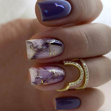 No.F212 Purple Fingernails Patch 24pcs/Set