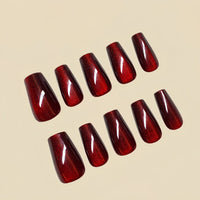 No.F16 Burgundy Crystal Cat's Eye Fingernails Patch 30pcs/Set