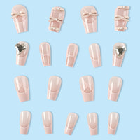 No.VN8 Pink Diamond Fingernails Patch 24pcs/Set