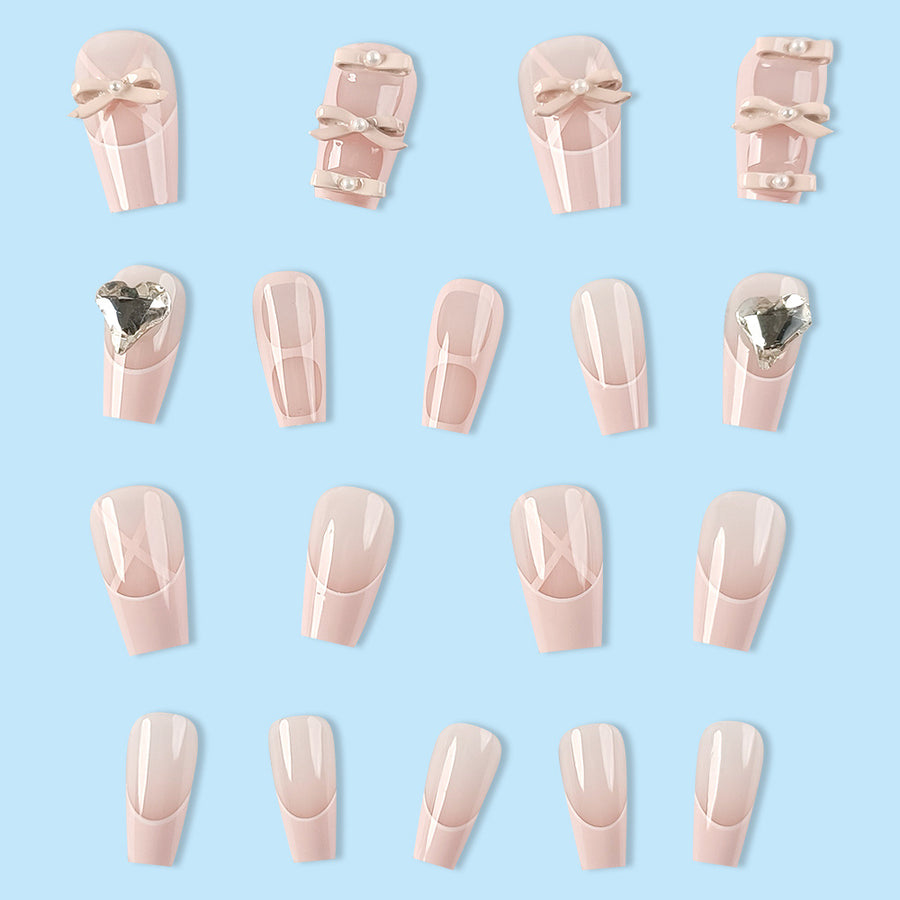 No.VN8 Pink Diamond Fingernails Patch 24pcs/Set