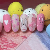 No.ET34 Frosted Heart Bunny Fingernails Patch 24pcs/Set