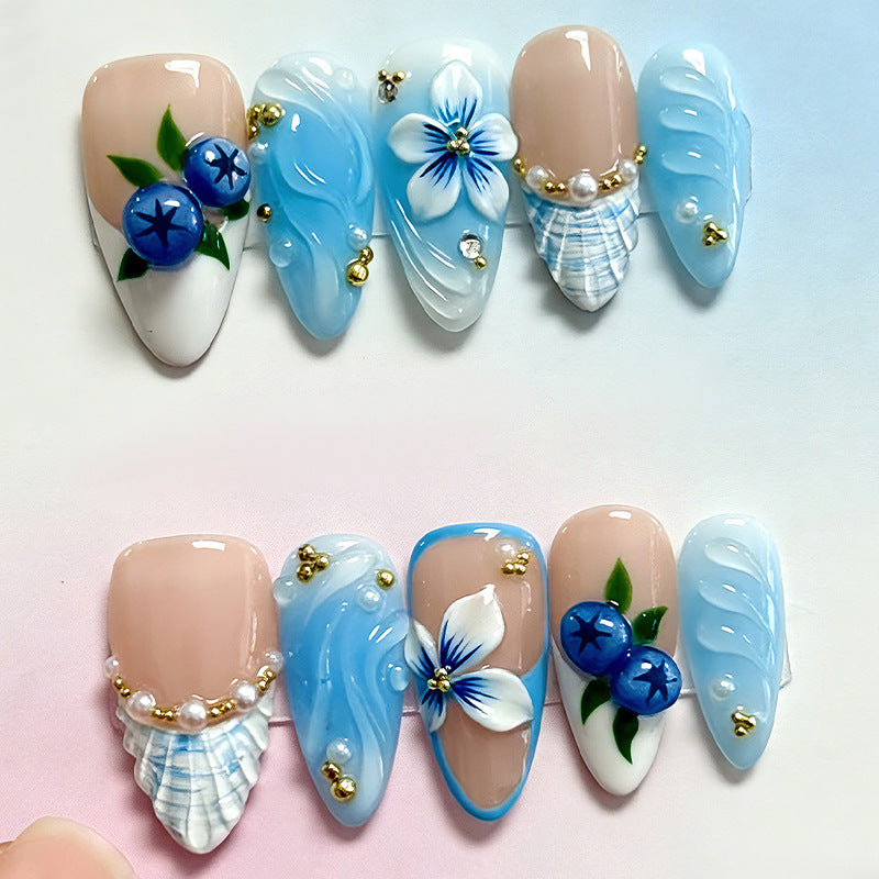 No.BH55 Blue Heart  Fingernails Patch 30pcs/Set