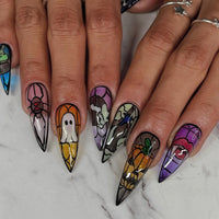 No.AW162 Halloween Pumpkin Ghost Fingernails Patch 24pcs/Set