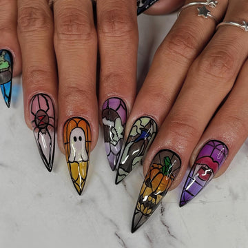 No.AW162 Halloween Pumpkin Ghost Fingernails Patch 24pcs/Set