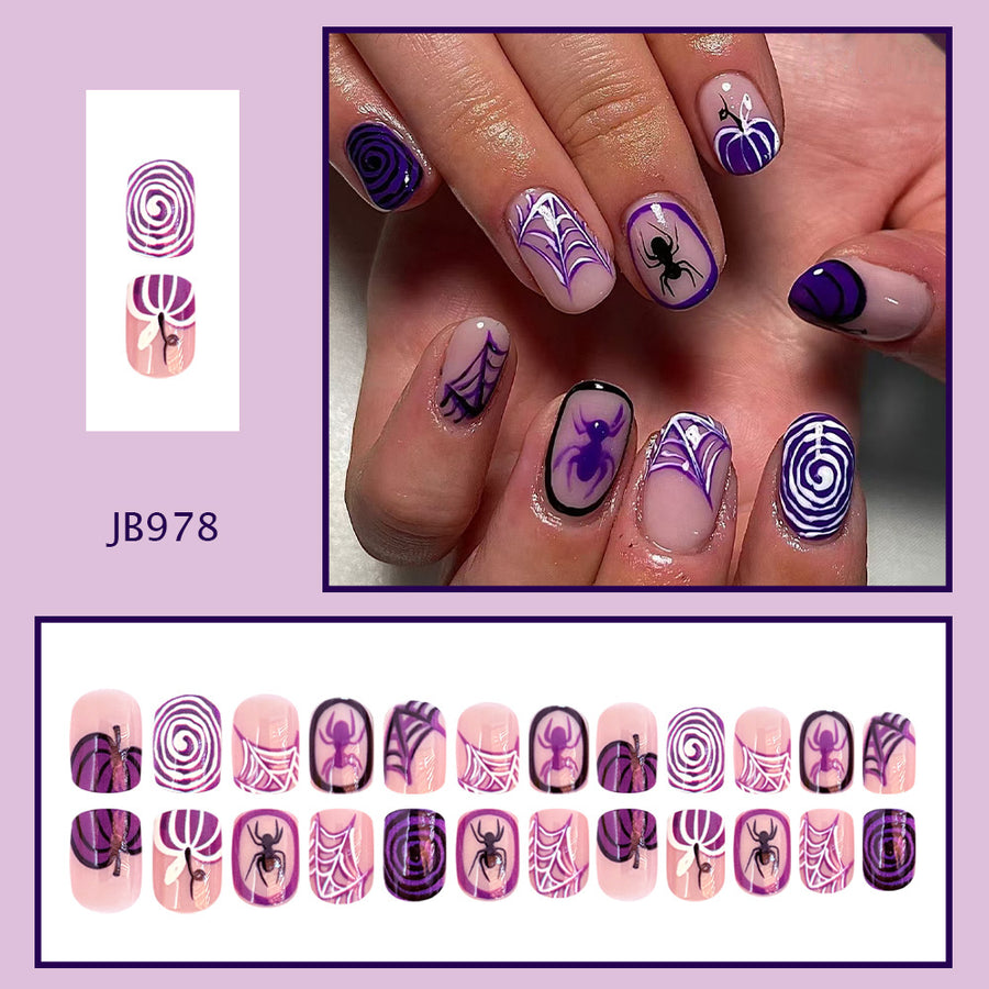 No.AW135 Halloween Purple Spider Fingernails Patch 24pcs/Set