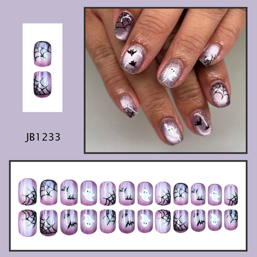 No.AW213 Halloween Purple Cat's Eye Fingernails Patch 24pcs/Set