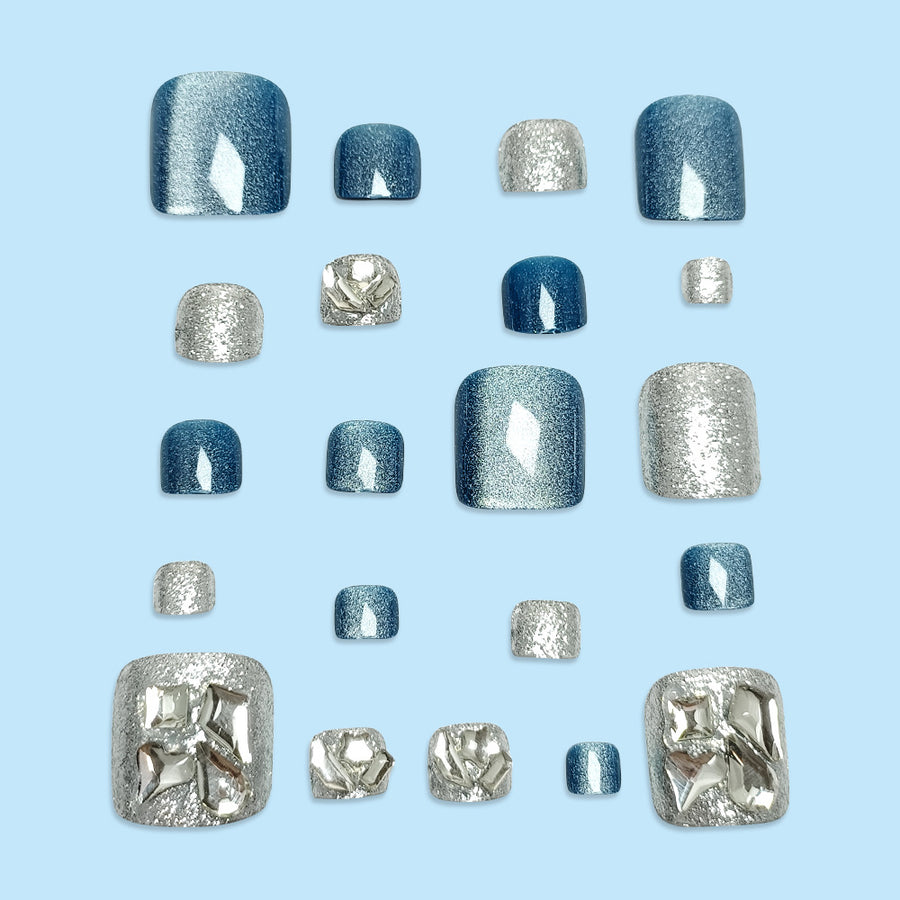 No.616 Blue-Green Cat's Eye Toenails Patch 24pcs/Set