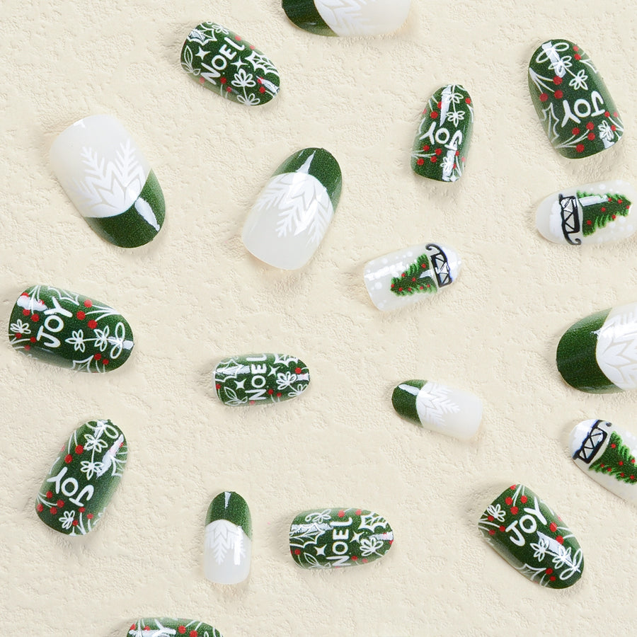 No.CM63 Christmas Tree Fingernails Patch 24pcs/Set