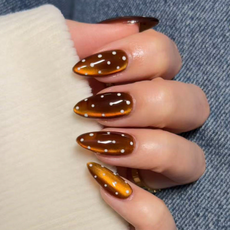 No.F862 Brown Cat's Eye Fingernails Patch 24pcs/Set