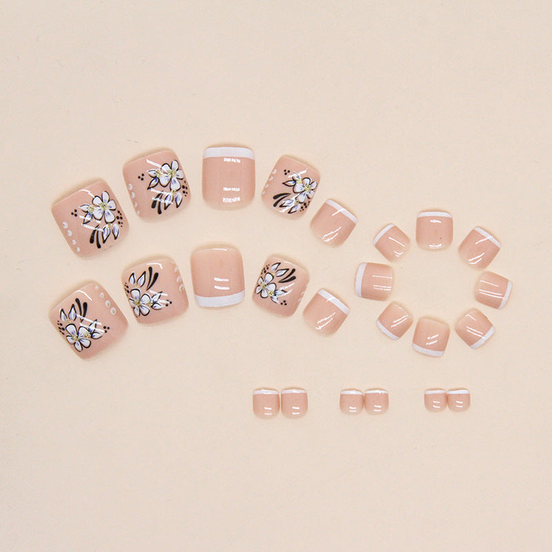 No.184 Ink Ftyle Flower Toenails Patch 24pcs/Set