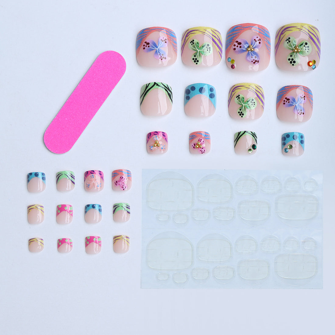 No.570 Colored Flowers Toenails Patch 24pcs/Set