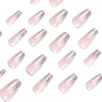 No.CM14 Christmas White Snowflakes Fingernails Patch 24pcs/Set