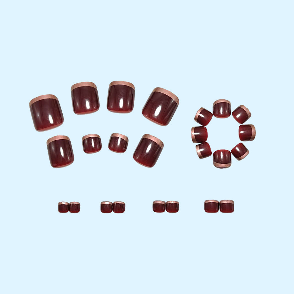 No.708 Wine Red Toenails Patch 24pcs/Set