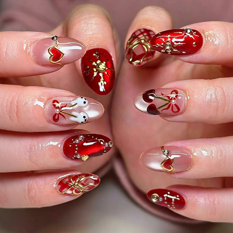 No.F857 Rabbit Heart Cat's Eye Fingernails Patch 30pcs/Set