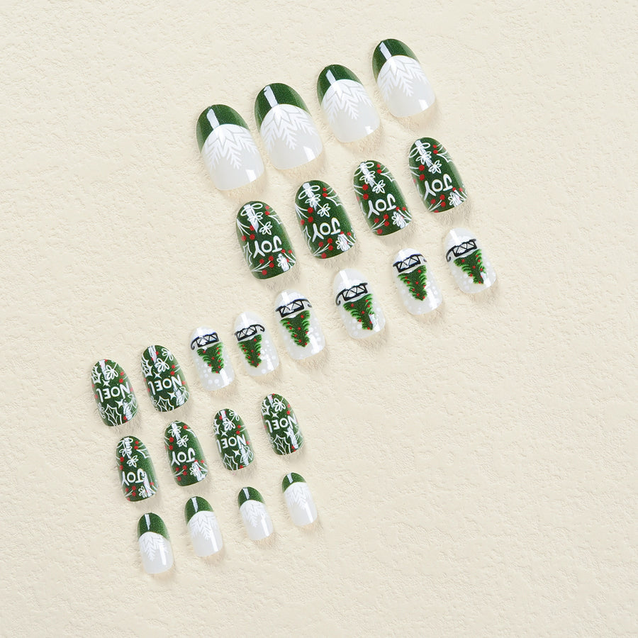 No.CM63 Christmas Tree Fingernails Patch 24pcs/Set