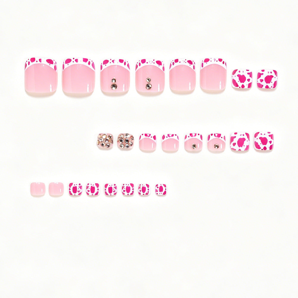 No.753 Leopard Print Glitter Toenails Patch 24pcs/Set