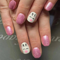 No.CM40 Christmas Pink Glitter Fingernails Patch 24pcs/Set