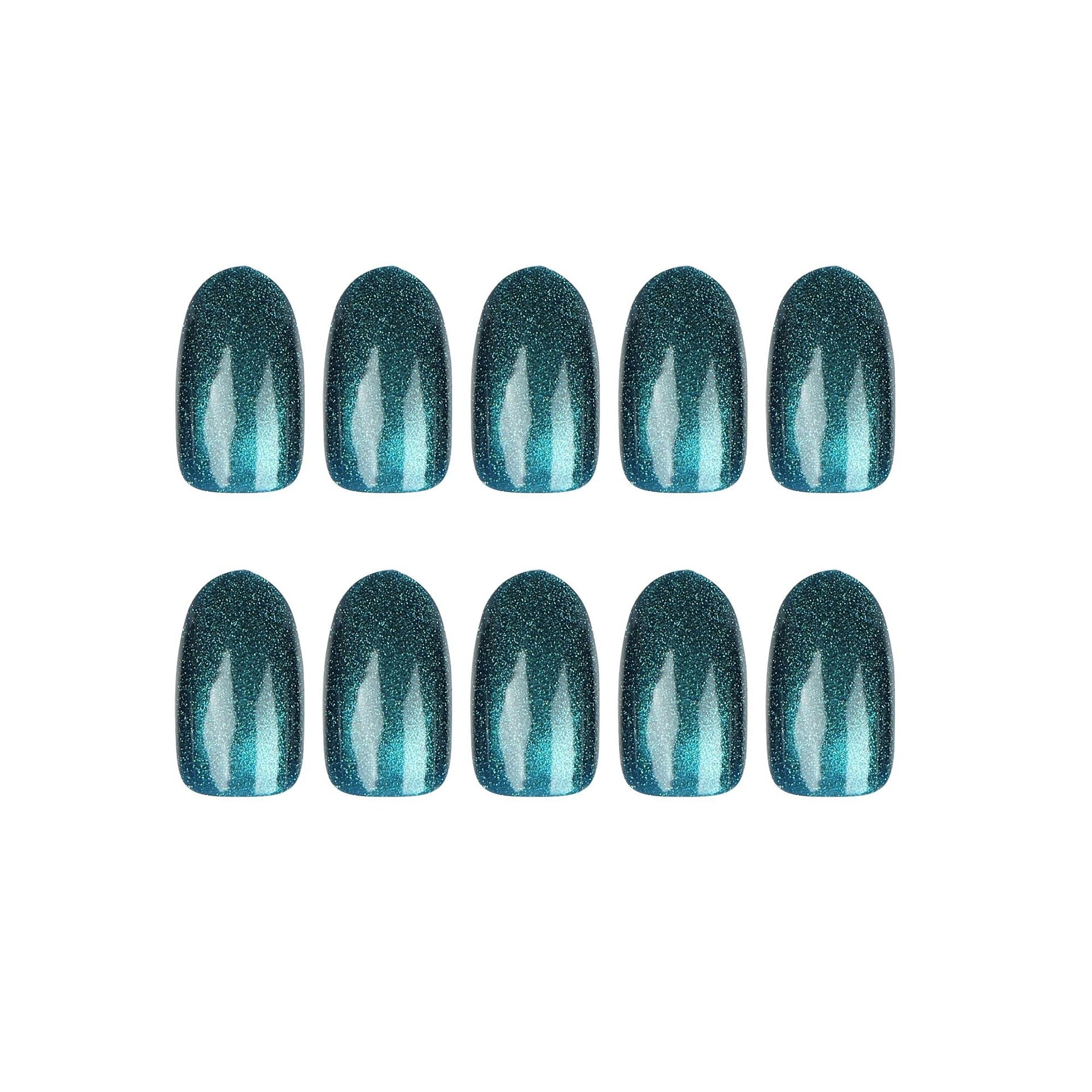 No.F807 Blue Cat's Eye Fingernails Patch 24pcs/Set