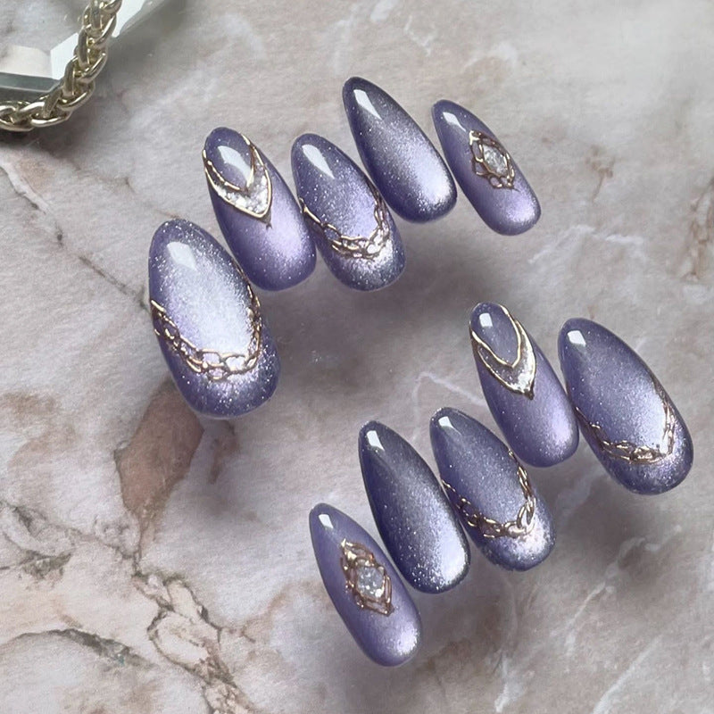No.F522 Purple Cat's Eye Fingernails Patch 24pcs/Set
