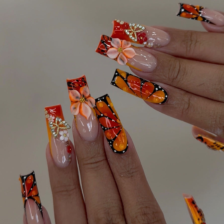 No.F480 Butterfly Sparkle Fingernails Patch 24pcs/Set
