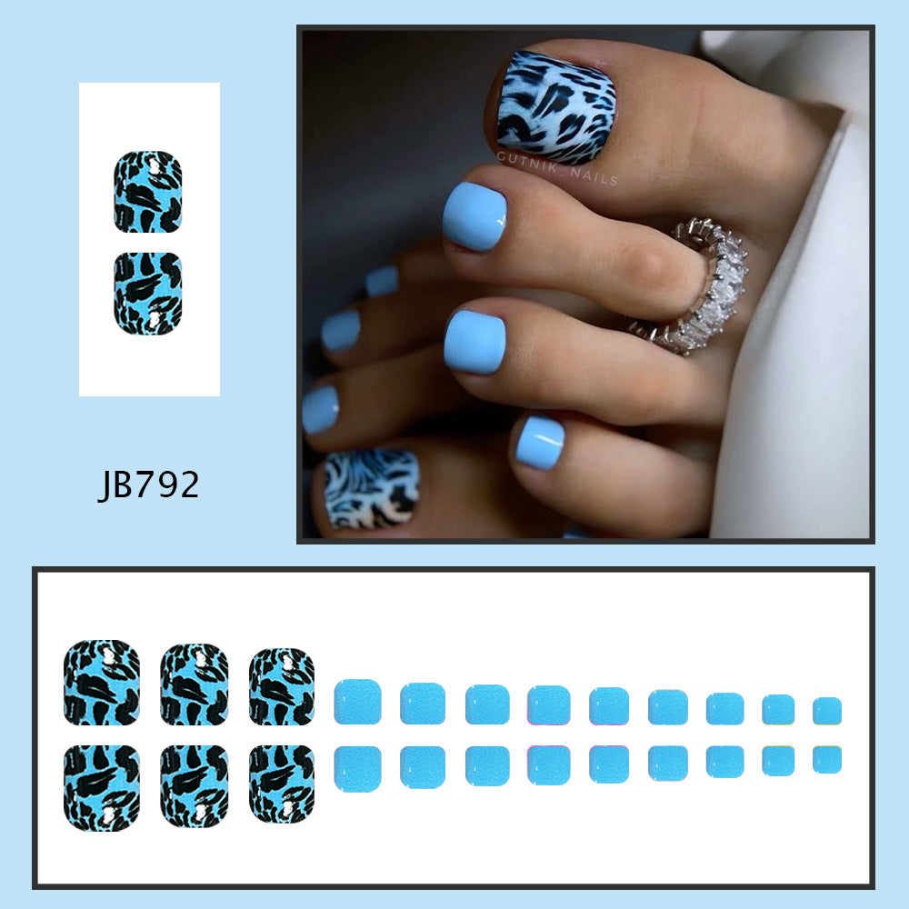 No.719 Blue Leopard Print Toenails Patch 24pcs/Set