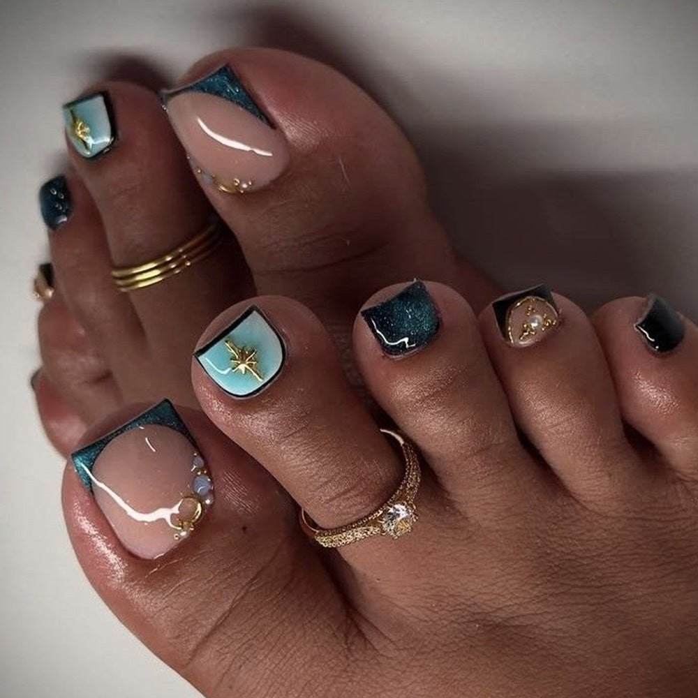 No.749 Ice Blue Cat's Eye Toenails Patch 24pcs/Set