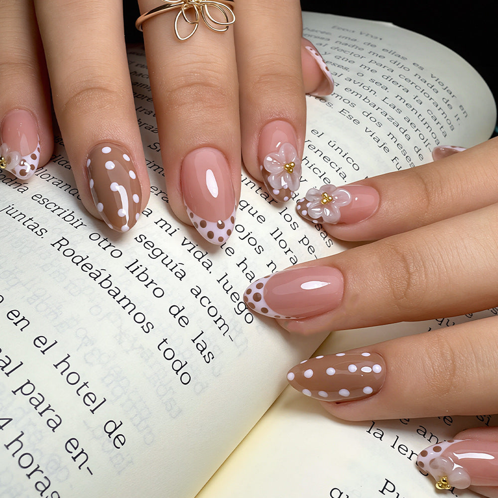 No.F746 White Polka Dots Fingernails Patch 24pcs/Set