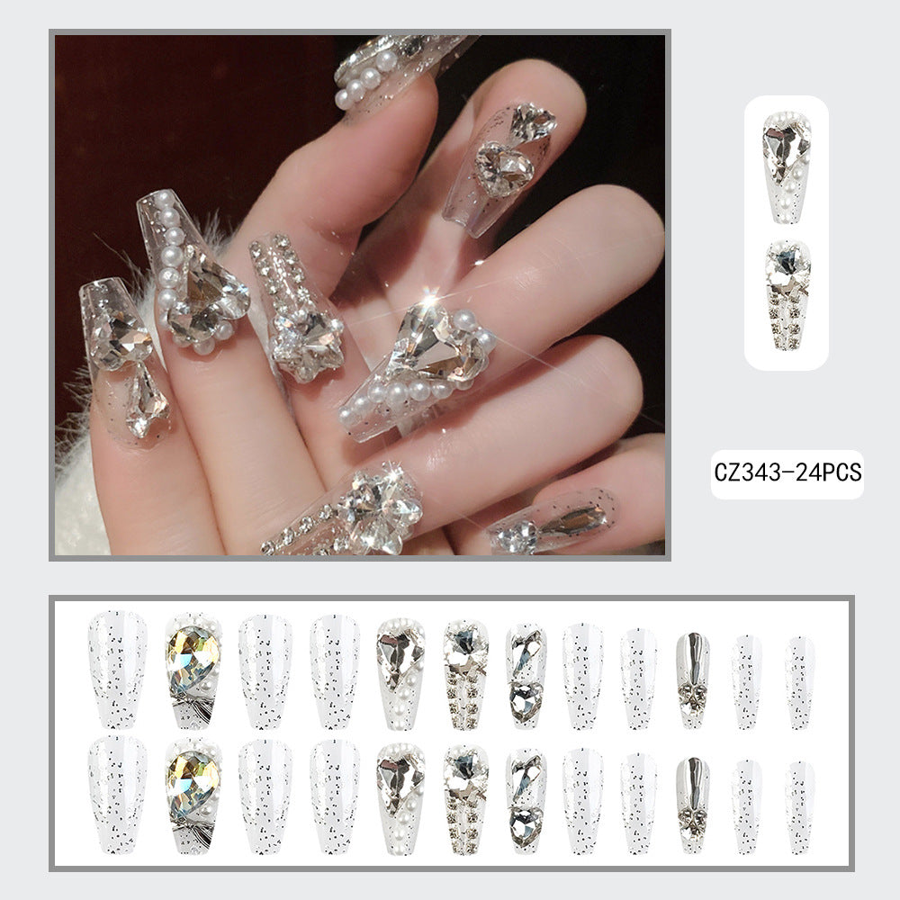 No.F28 Love Snowflake Glass Diamond Fingernails Patch 24pcs/Set