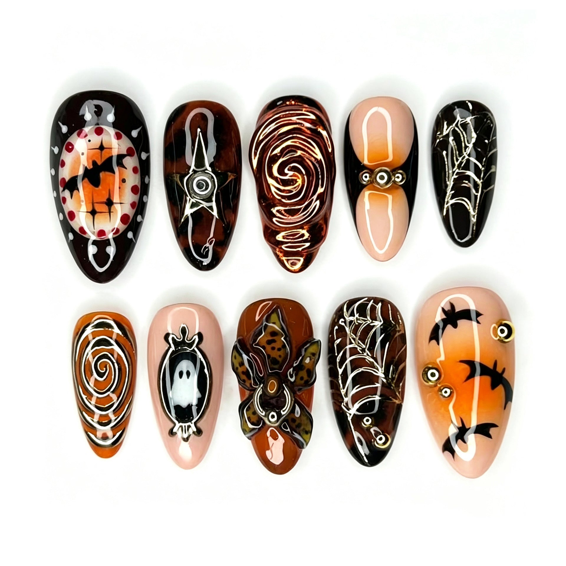 No.AW181 Halloween Black Flowers Fingernails Patch 24pcs/Set