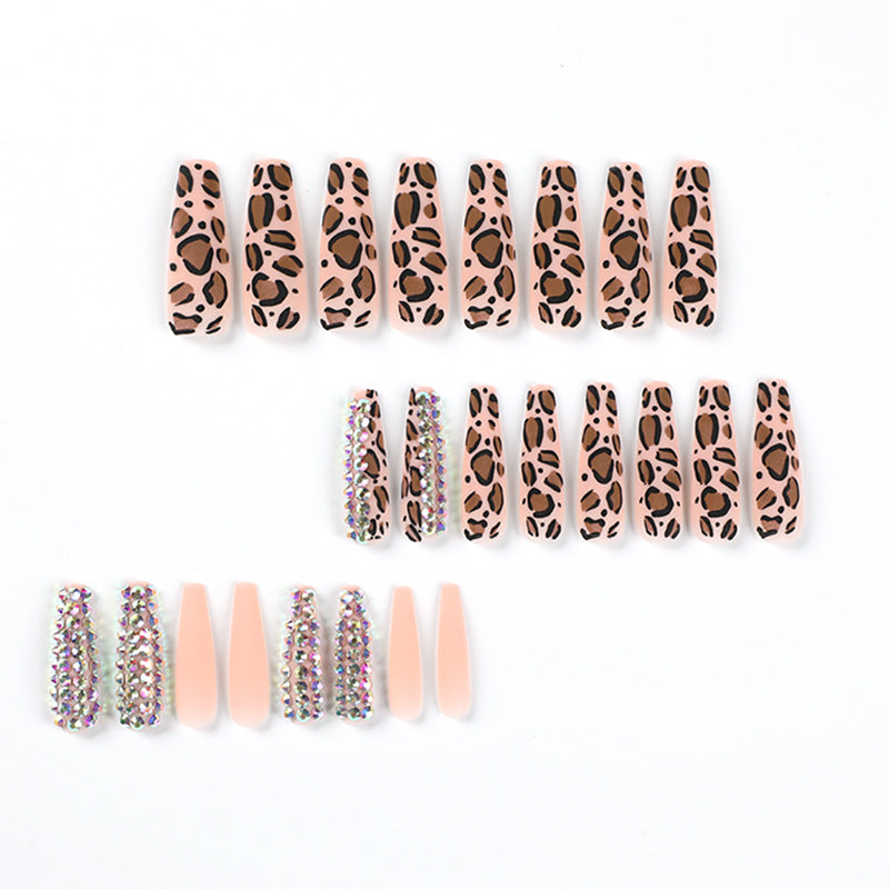 No.F203 Leopard Print Diamonds Fingernails Patch 24pcs/Set