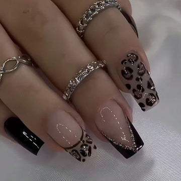 No.F450 Dark Leopard Fingernails Patch 24pcs/Set