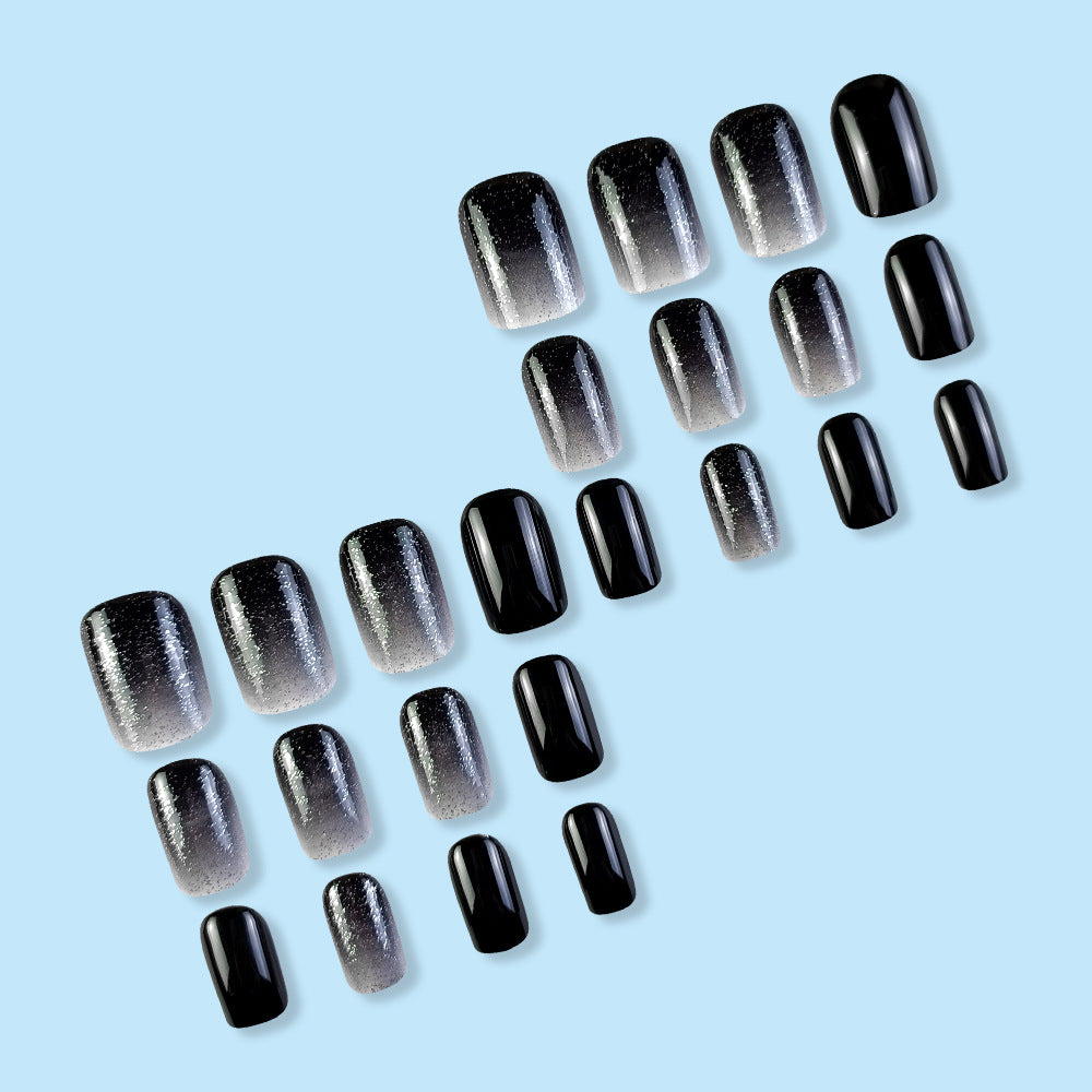 No.F48 Black&White Gradient Fingernails Patch 24pcs/Set