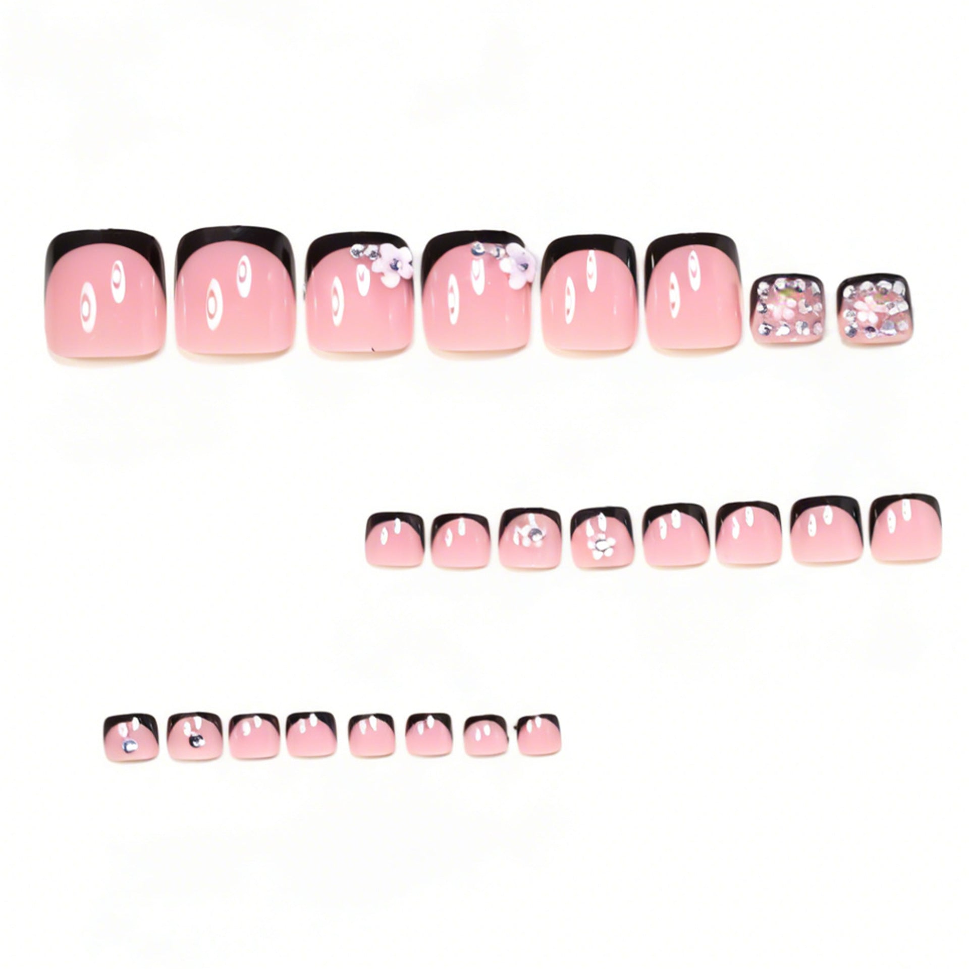 No.752 Black Flower Toenails Patch 24pcs/Set