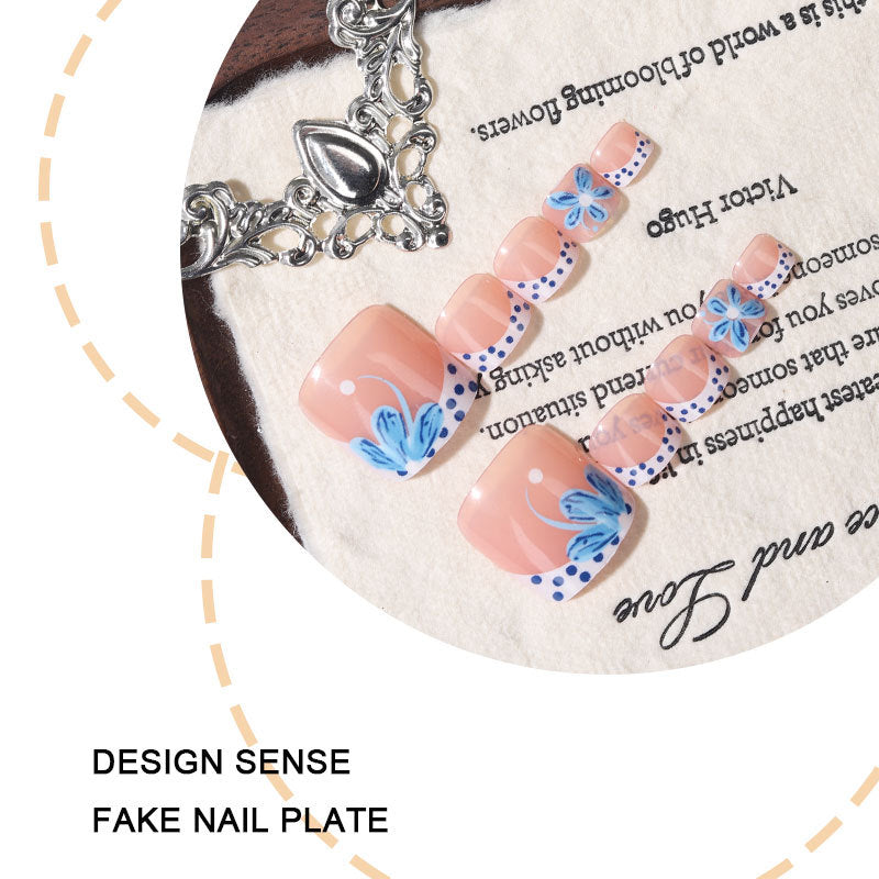 No.720 Blue Print Toenails Patch 24pcs/Set