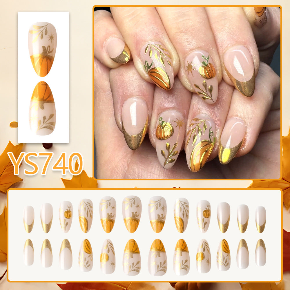 No.AW149 Halloween Pumpkin Fingernails Patch 24pcs/Set