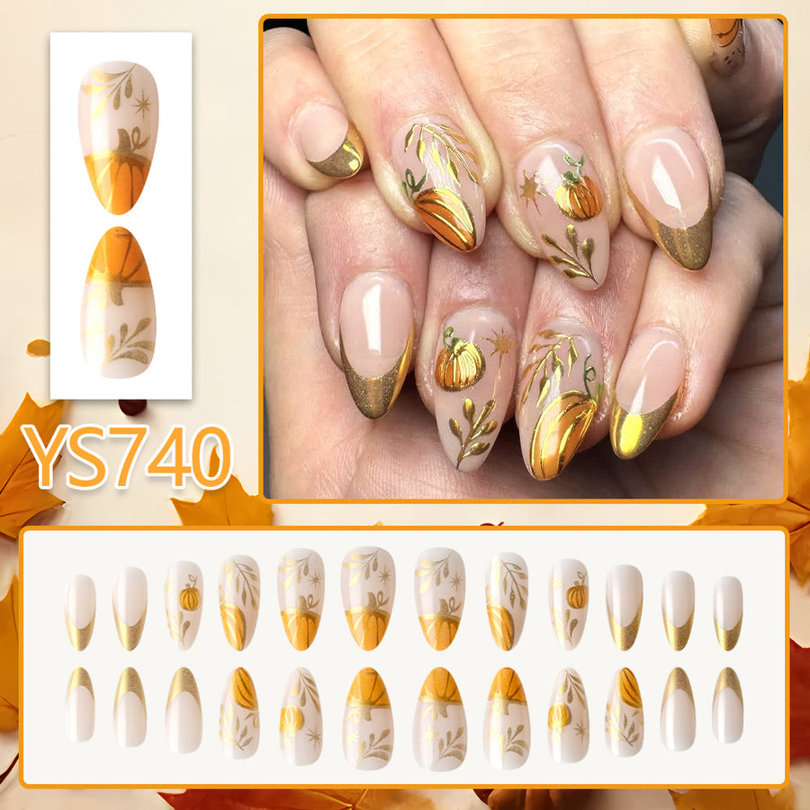 No.AW149 Halloween Pumpkin Fingernails Patch 24pcs/Set