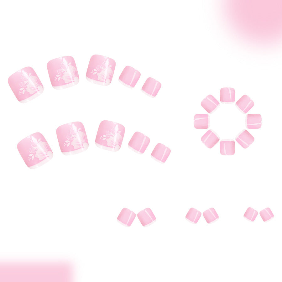 No.638 White Flower Toenails Patch 24pcs/Set
