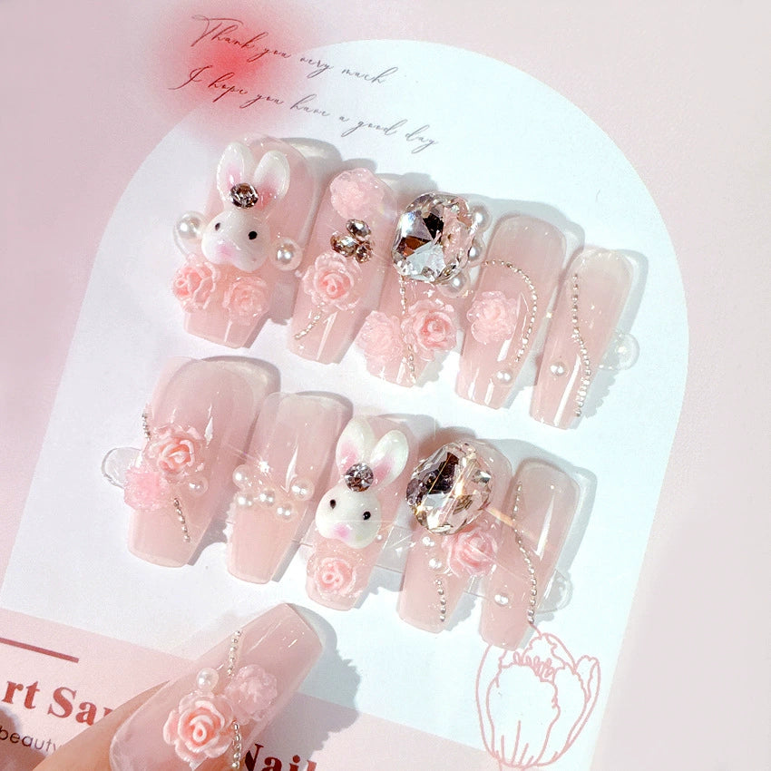 No.F298 Girl Bunny Fingernails Patch 24pcs/Set