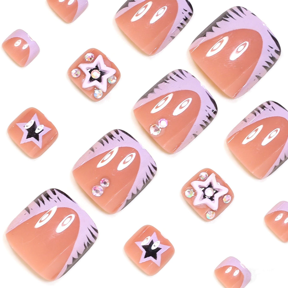 No.734 Purple Leopard Print Toenails Patch 24pcs/Set