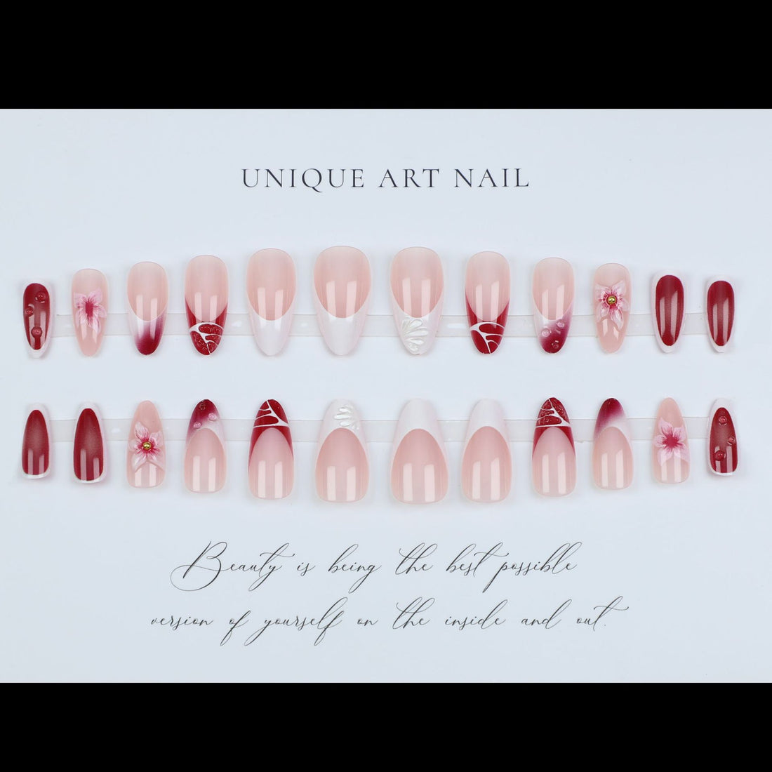No.F491 Peach Blossom Fingernails Patch 24pcs/Set