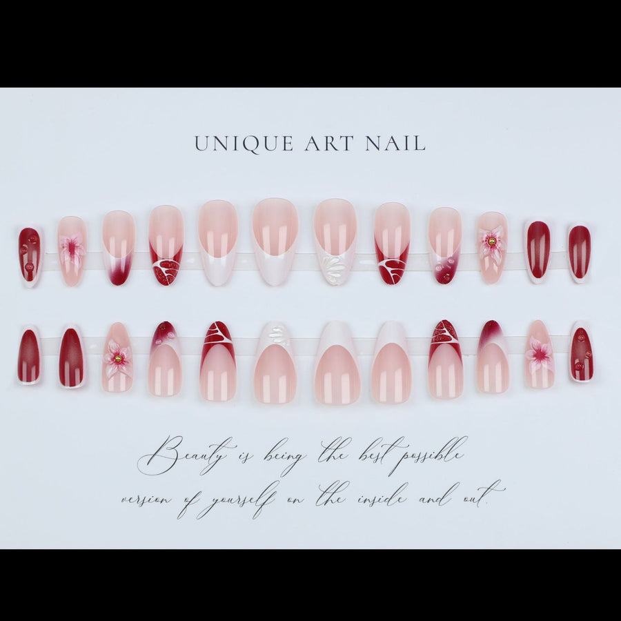 No.F491 Peach Blossom Fingernails Patch 24pcs/Set