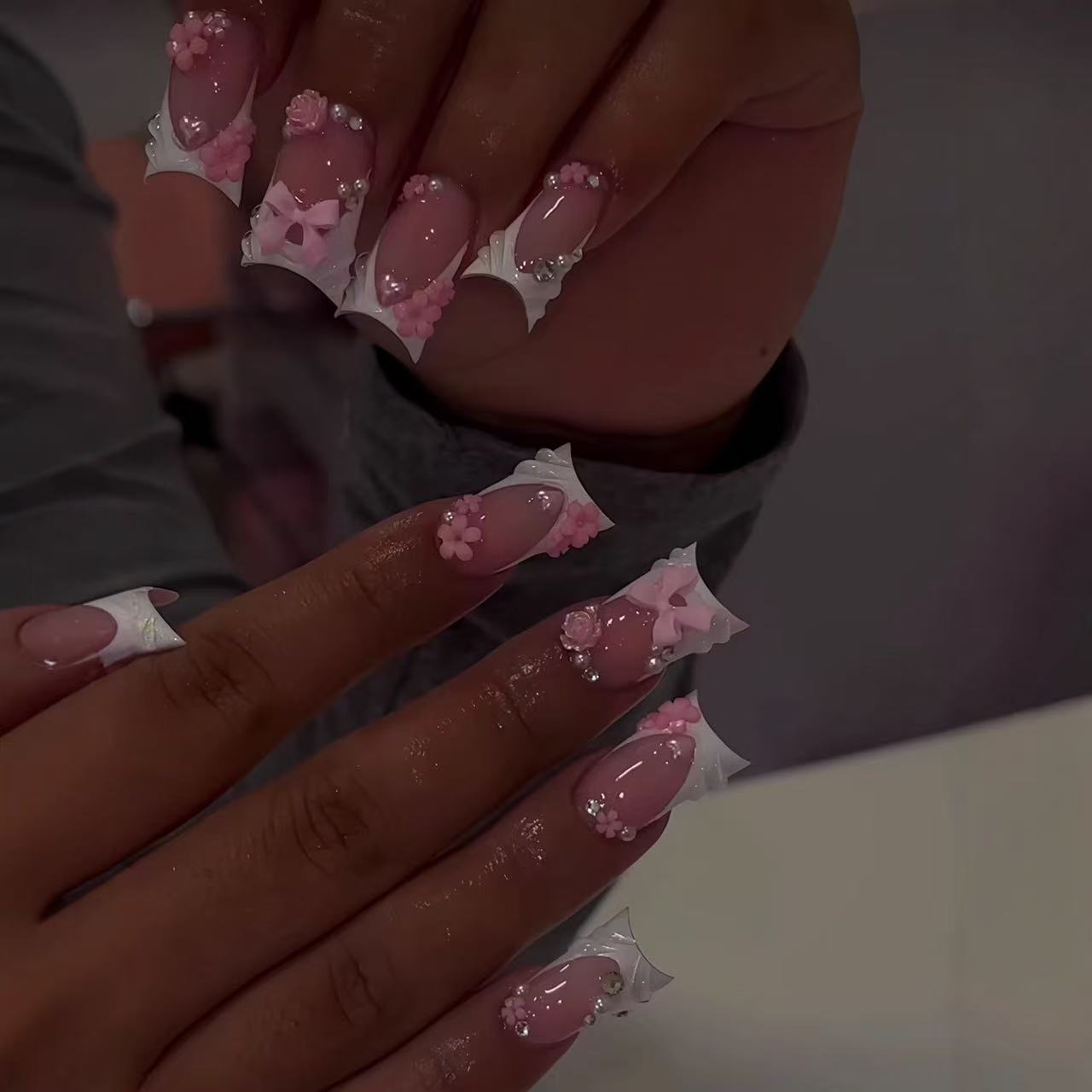 No.F685 Flower Bow Fingernails Patch 24pcs/Set